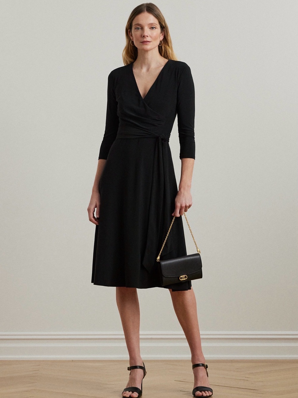 Ralph Lauren Women's Surplice Jersey Dress - Elegant V-Neck Midi